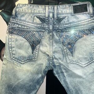 Robins Jeans Blue Bedazzled